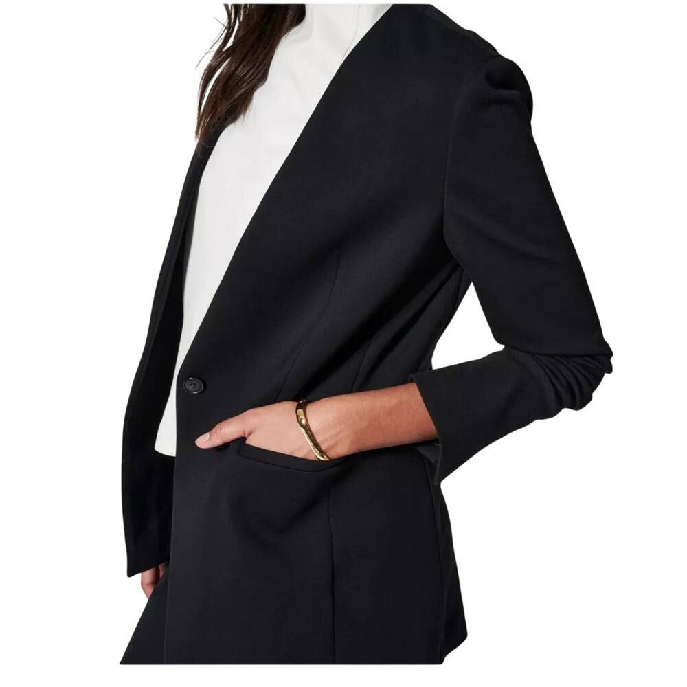 Spanx Black Blazer 1X Plus Size The Perfect Collarless Ponte Knit Jacket #844